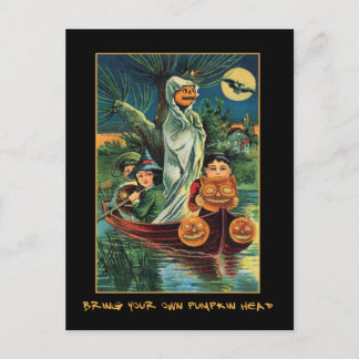 Cartão Postal De Convite Jack O Lanternas na Água Vintage Halloween Sangren