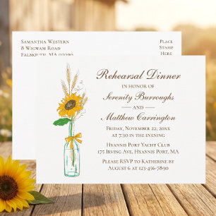 Cartão Postal De Convite Janto de Ensaio de Casamento de Sunflower Country