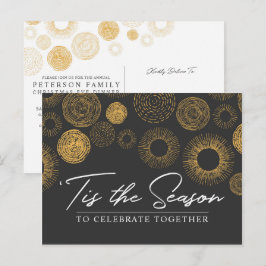 Cartão Postal De Convite Janto / Festa de Férias Douradas de Natal Retroati