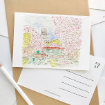 Cartão Postal De Convite Japonês Cherry Blossoms Watercolor Viagem<br><div class="desc">Um cartão-postal de viagem de aquarela lindamente pintado com as flores de cereja no Japão.</div>
