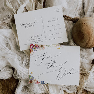 Cartão Postal De Convite Jardim Colorido de Flores Silvestres - Cartão Post