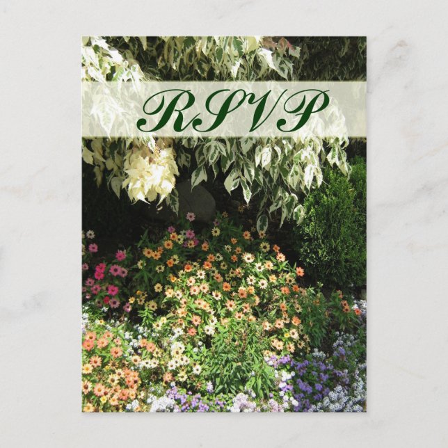 Cartão Postal De Convite Jardim de flores RSVP (Frente)