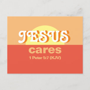 Cartão Postal De Convite Jesus Cares. 1 Peter 5:7 (KJV) -