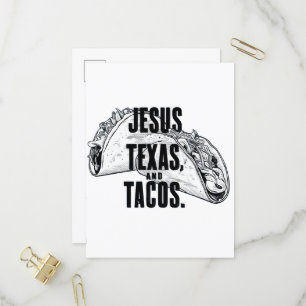 Cartão Postal De Convite Jesus Texas e Tacos Comida engraçada Cinco de Mayo