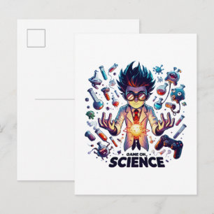 Cartão Postal De Convite Jogo de Concoção Química, Tema Ciência