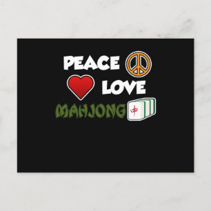 Cartão Postal De Convite Jogos do Mahjong do Peace Love