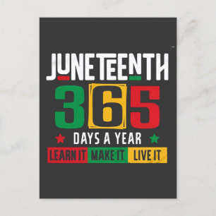 Cartão Postal De Convite Juneteenth 365 Dias por Ano Aprenda Como Se Vive 
