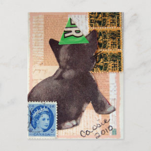 Cartão Postal De Convite Kitten em uma festa que combina mídia