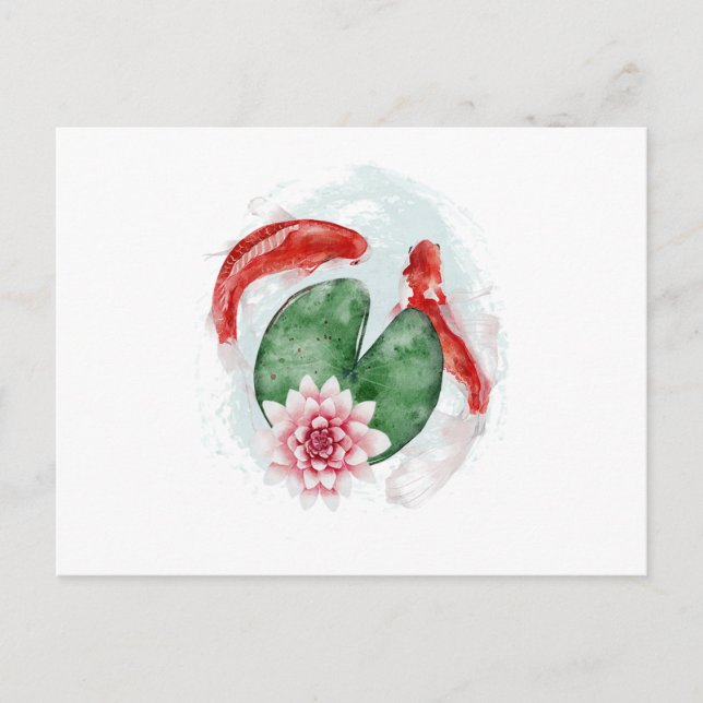 Cartão Postal De Convite Koi Fish Japonês Trabalho de arte (Frente)
