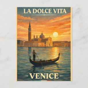 Cartão Postal De Convite La Dolce Vita - Cartaz de Viagem Antigo de Veneza