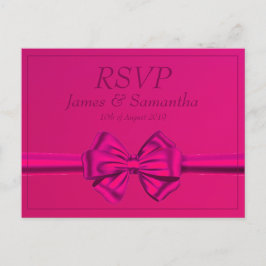 Cartão Postal De Convite Laço de cetim rosa quente – RSVP