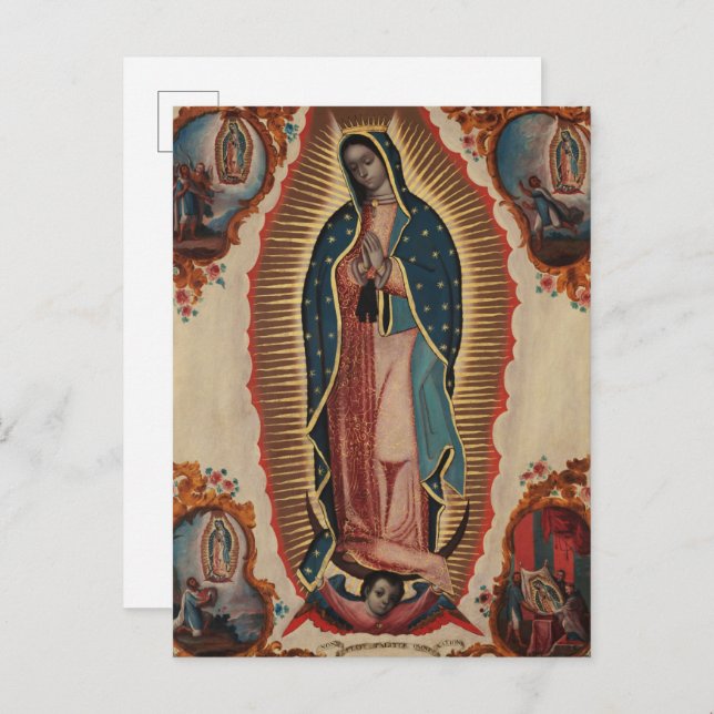 Cartão Postal De Convite Lady de Guadalupe, 1780, por Sebastian Zalcedo (Frente/Verso)