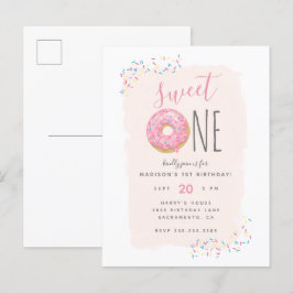Cartão Postal De Convite Lâmpada | primeiro aniversario de pinheiro rosado