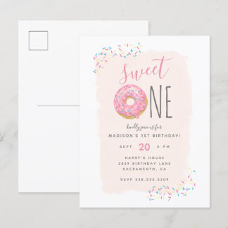 Cartão Postal De Convite Lâmpada | primeiro aniversario de pinheiro rosado