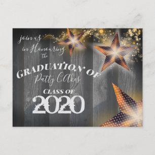 Cartão Postal De Convite Lanterna Estelar & Velha Madeira Rústica Graduação