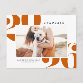 Cartão Postal De Convite Laranja 2026 Tipografia Negrito Foto Graduação