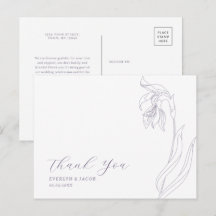 Lavanda de flores de arte em linha Obrigado cartão