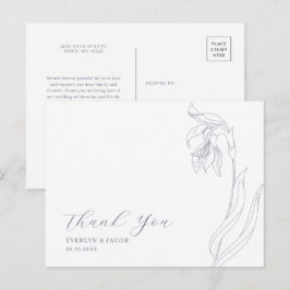 Cartão Postal De Convite Lavanda de flores de arte em linha Obrigado cartão