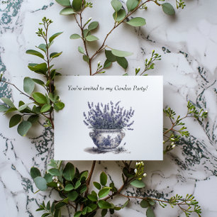 Cartão Postal De Convite Lavanda no Azul Delft