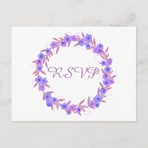 Cartão Postal De Convite Lavanda Wreath Floral RSVP
