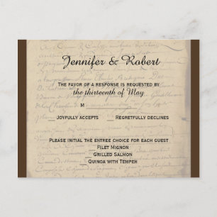 Cartão Postal De Convite Letra Vintage Fleur de Lis Love RSVP Cartão posta