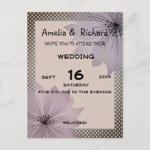 Cartão Postal De Convite Lila, flor elegante do casamento