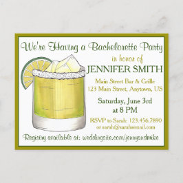 Cartão Postal De Convite Limão Margarita Cocktail Bachelorette Cinco de May