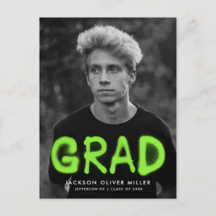 Cartão Postal De Convite Lime Green Spray Paint Photo Graduation Party