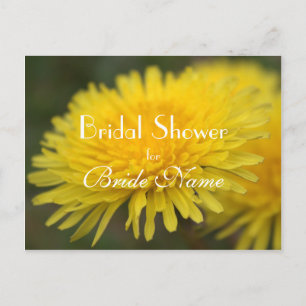 Cartão Postal De Convite Lindo dente-de-leão amarelo flor silvestre chá de
