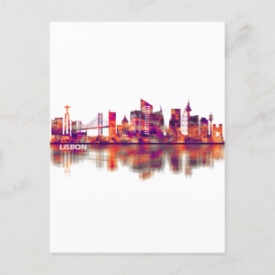 Cartão Postal De Convite Lisboa Portugal Skyline