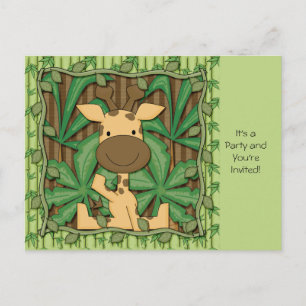 Cartão Postal De Convite Little Giraffe