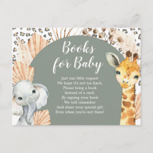 Cartão Postal De Convite Livros Boho Sage Verde Safari Oh Boy Para Bebê