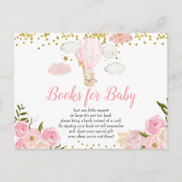 Cartão Postal De Convite Livros de Animais de Balões de Ar Quente Rosa para
