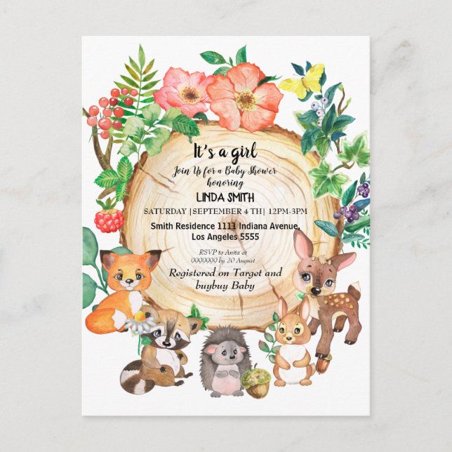 Cartão Postal De Convite Livros infantis sobre florestas e plantas floresta (Frente)