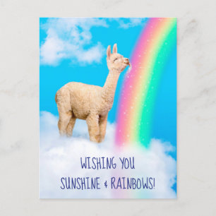 Cartão Postal De Convite Llama Licking Rainbow