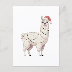 Cartão Postal De Convite Llama Luzes de Natal Robusto Amante Alpaca