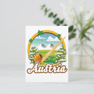 Cartão Postal De Convite logotipo de viagem retrô da Áustria