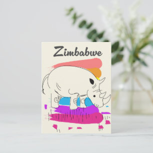 Cartão Postal De Convite logotipo de viagem retrô do Zimbábue