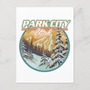 Cartão Postal De Convite Logotipo de Viagens de Park City Utah
