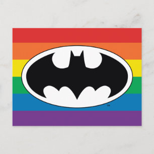 Cartão Postal De Convite Logotipo do Batman Rainbow