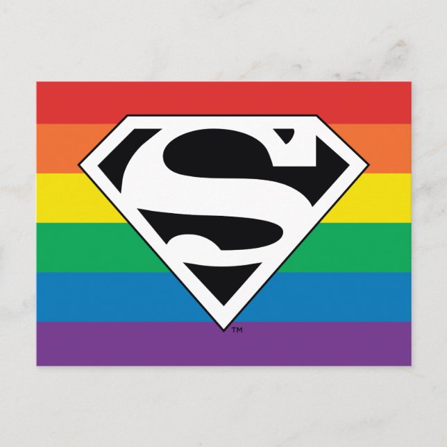 Cartão Postal De Convite Logotipo do Super-Homem Rainbow (Frente)