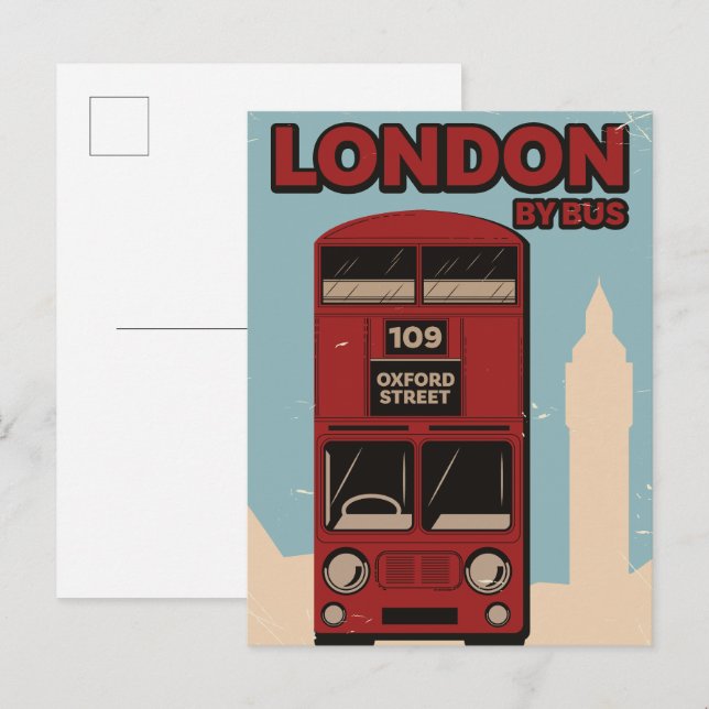 Cartão Postal De Convite Londres de Ônibus (Frente/Verso)
