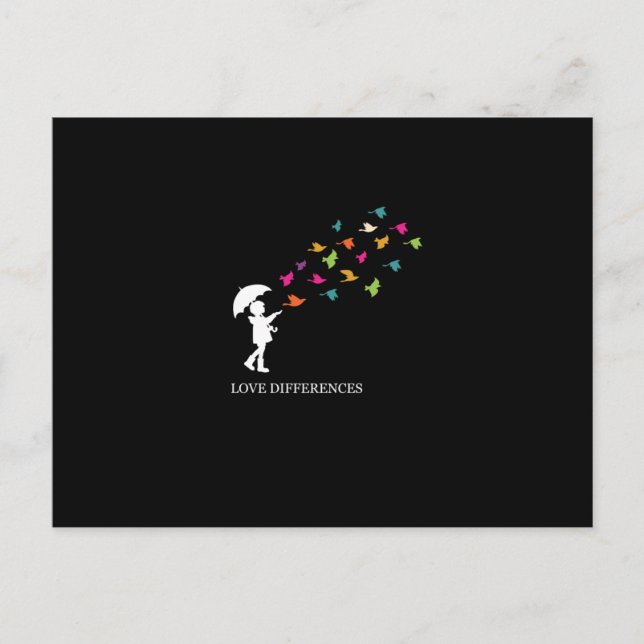 Cartão Postal De Convite Love Differences Peace Autism Awareness (Frente)