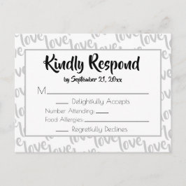 Cartão Postal De Convite Love Modern Script Typoographic RSVP