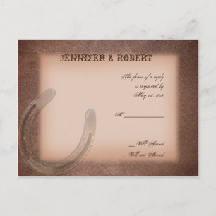 Cartão Postal De Convite Lucky Horserradon Brown Leather RSVP