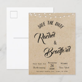 Cartão Postal De Convite Luzes de Corda Rústicas Antigas Casamento Salvar a