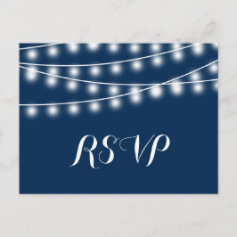 Cartão Postal De Convite Luzes de String de Casamento de Verão RSVP