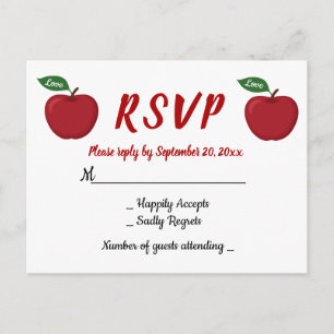 Cartão Postal De Convite Maçã Vermelha Borgonha RSVP Casamento Festa Outono