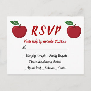Cartão Postal De Convite Maçã Vermelha Borgonha RSVP Casamento Festa Outono
