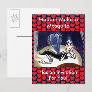 Cartão Postal De Convite Madame Malária Mosquito Vintage
